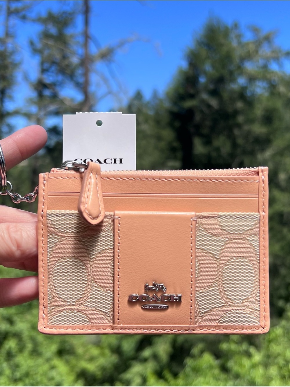 COACH Mini Skinny ID Case Cardholder Wallet & Key Chain NWT AUTHENTIC - Picture 2 of 12